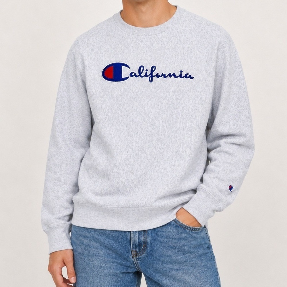 Champion Reverse Weave California Sweatshirt Heather Gray Small Mens Script Logo
